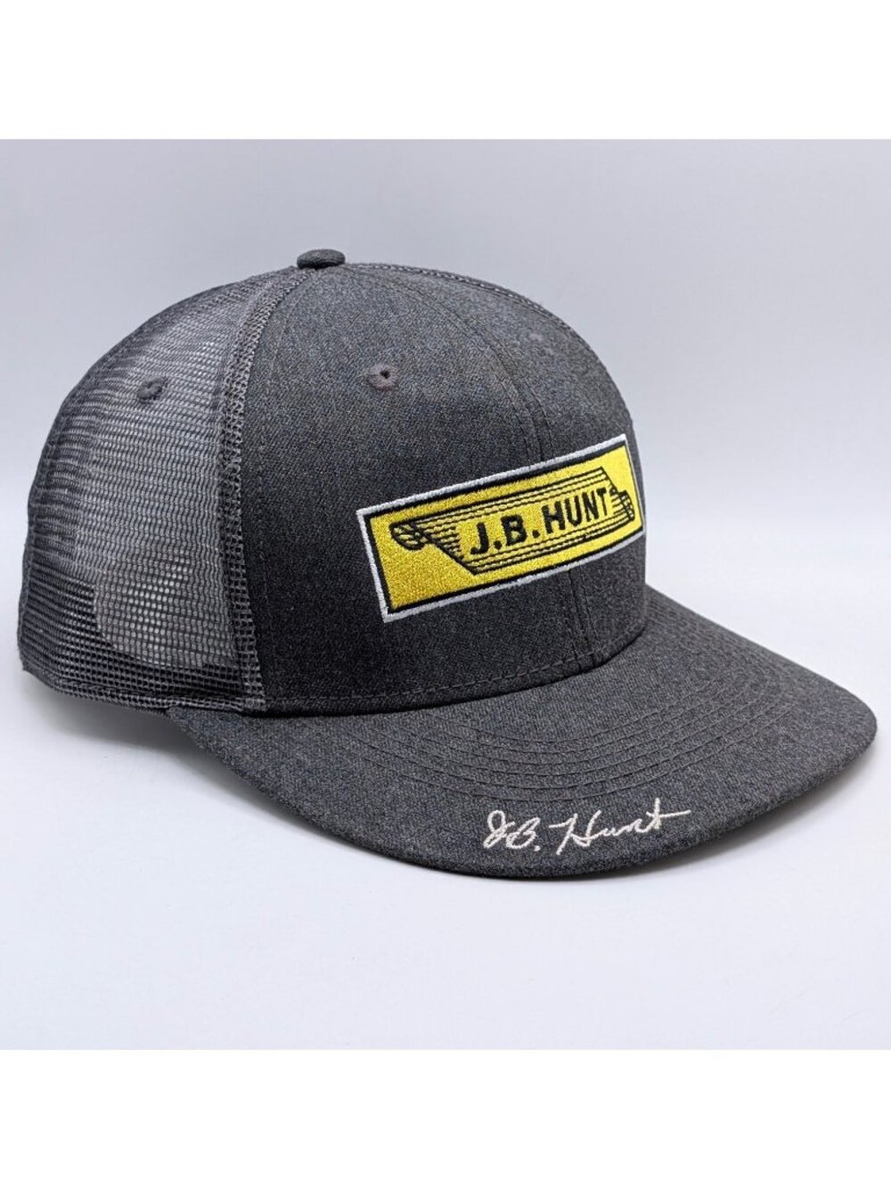 J.B. HUNT Gray Yellow 2024 Appreciation Snapback Trucker Hat Cap Atlanta JB NEW